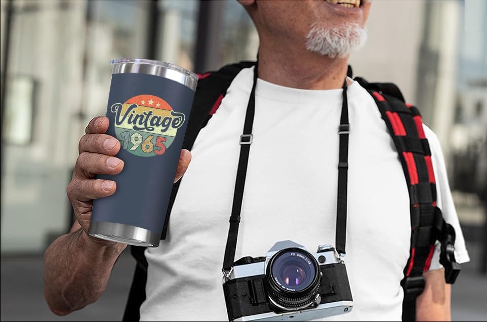 60th Birthday Gifts For Men Women - 1965 60th Birthday Decorations For Him Her - Turning 60 Year Old Gifts For Man, Woman, Mom, Dad, Wife, Husband - 20 Oz Tumbler