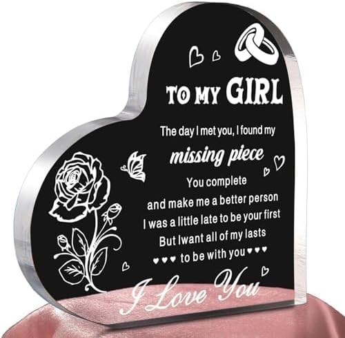 Gifts for Girlfriend, Birthday Anniversary Cute Presents, I love you Romantic Acrylic Heart Paperweights, Valentine's Day Gift for Her