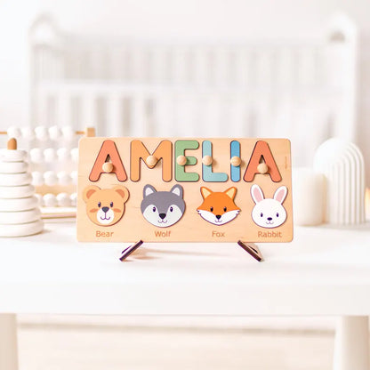Animal Name Puzzle by Busy Puzzle | 1st Birthday, Baby Shower, Easter Gift | Girl and Boy | Custom and Personalized 5207534c-c0d1-4b5e-b2a8-612c13f2a864-FGHFH-4-.webp