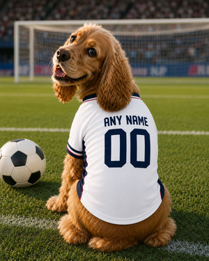 England Dog Tshirt 2026 World Cup Pet Clothes Jersey Style Custom Name and Number Pet Clothes Gifts