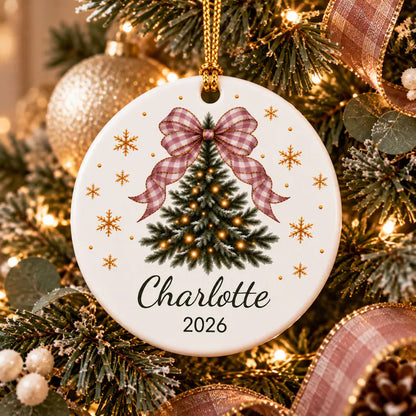 Personalized Girls Christmas Ornament Custom Name Gift, Coquette Christmas Tree Bow, Pink Blue Gingham Ceramic Granddaughter Keepsake 52335ab9-3b96-418a-a4d7-9ac3208be543-dfgdfg-5-.webp