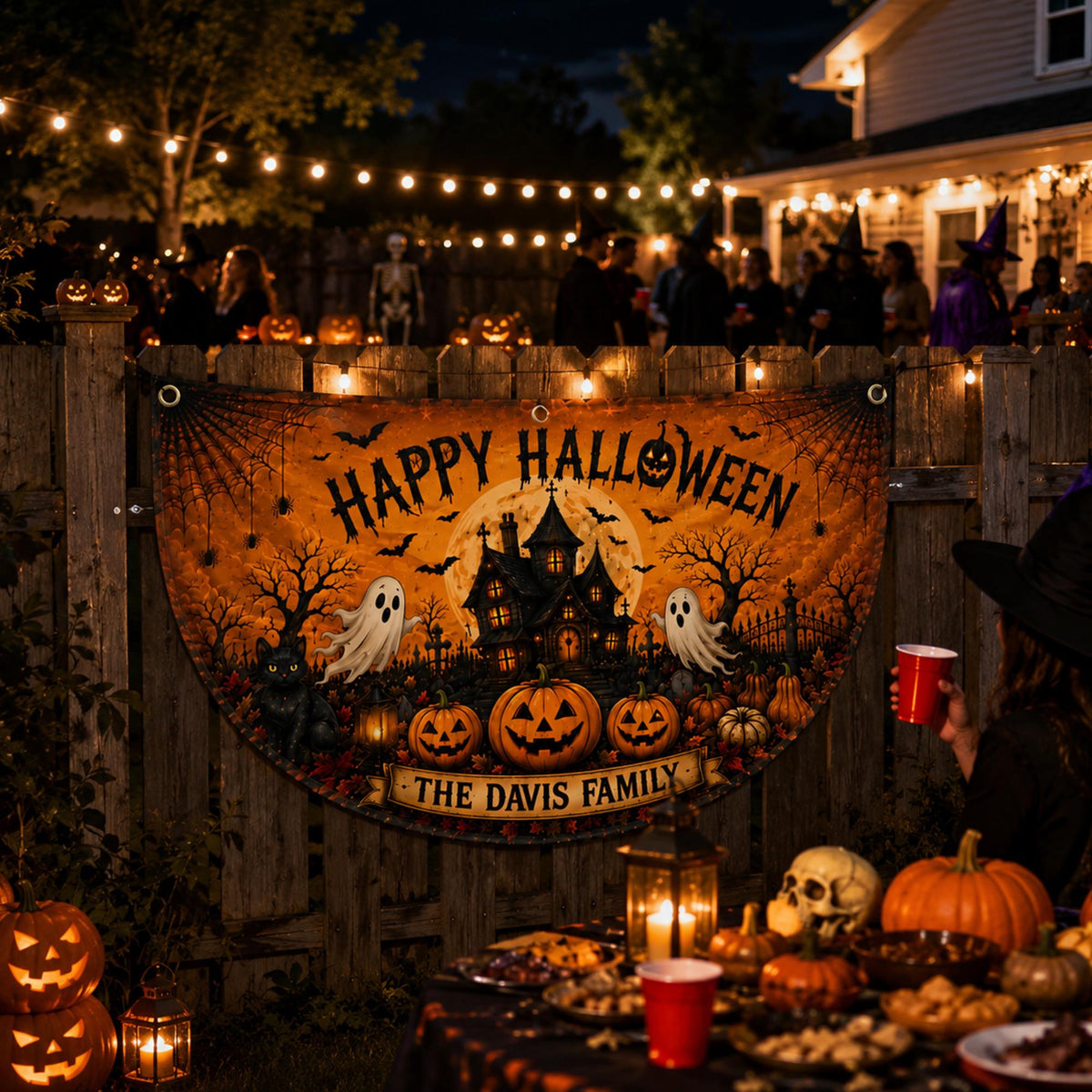 Personalized Halloween Ghost Pumpkin Bunting Flag, Custom Family Name Semicircular Flag, Outdoor Banner, Fall Decor Flag 524b796a-1441-40b9-88b5-a11631fa6203-5.jpg