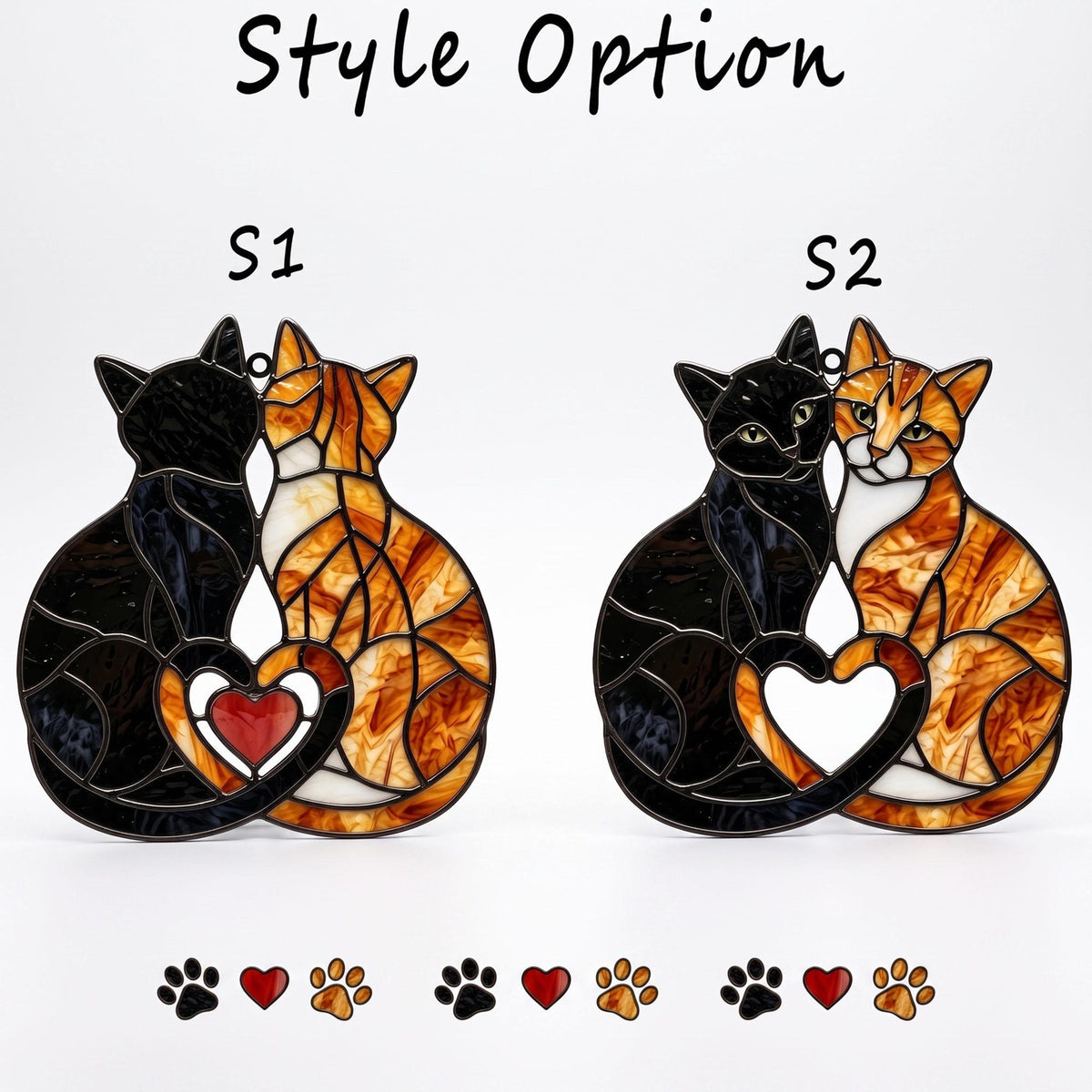 Charming Black Orange Cat Couple Acrylic Suncatcher, Stained Glass Pet Window Hanging Ornament, Cat Lover Window Hanging Decor, Mom's Gift 525ddc4a-84db-4a43-80cb-5bc8cd7c88fb-4.jpg