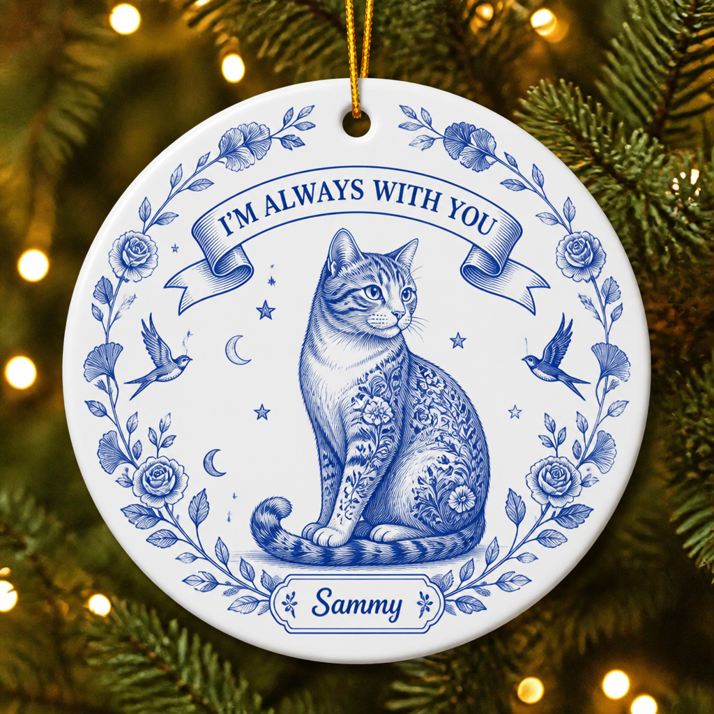 Blue Toile Cat Memorial Ornament – "I'm Always With You" – Custom Pet Name - Personalized Ornament 525e3feb-f24c-4029-ac2d-ef5c322a4aa8.png