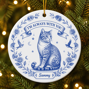 Blue Toile Cat Memorial Ornament – "I'm Always With You" – Custom Pet Name - Personalized Ornament 525e3feb-f24c-4029-ac2d-ef5c322a4aa8.png