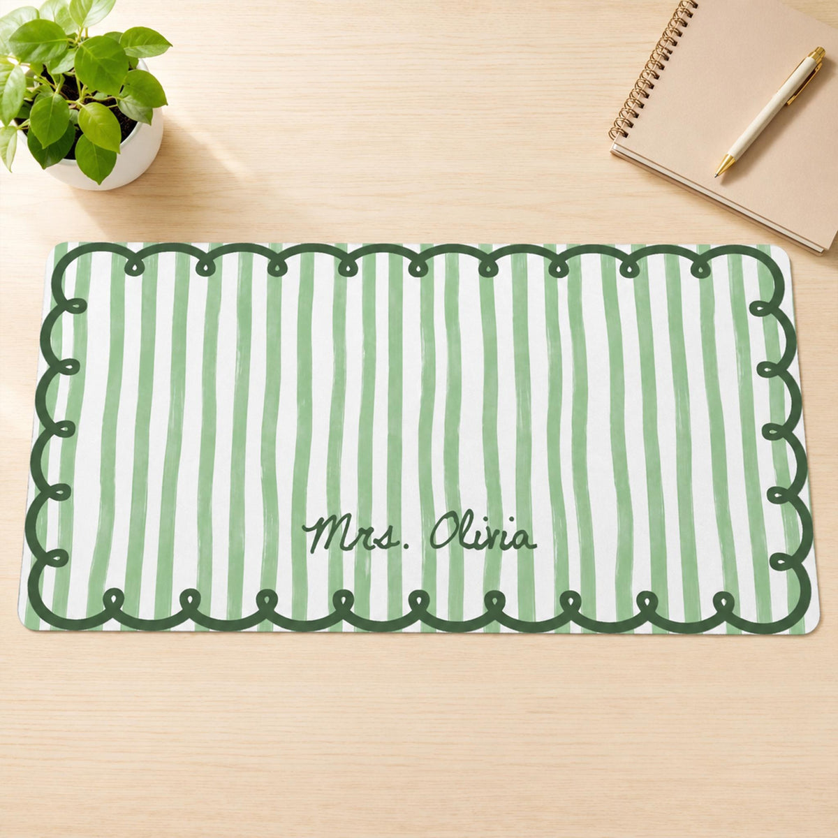 Custom Name Scalloped Stripe Desk Mat, Pastel Stripe Keyboard, Wavy Edge Preppy Workspace Decor, Gift for Teacher, Back to School Gift 526770d4-3ccc-4727-a38e-da1d4ff62c11-4.jpg