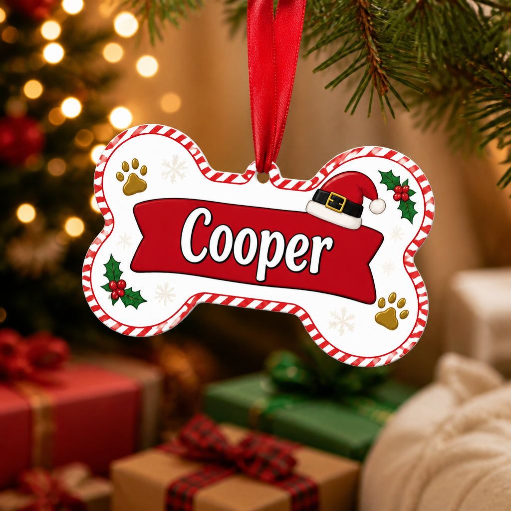 Personalized Dog Bone Christmas Ornament – Santa Hat & Paw Prints - Personalized Shape Ornament 52896cd3-8251-4844-a4fb-0e5af3ea0c9c.jpg