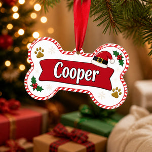 Personalized Dog Bone Christmas Ornament – Santa Hat & Paw Prints - Personalized Shape Ornament 52896cd3-8251-4844-a4fb-0e5af3ea0c9c.jpg