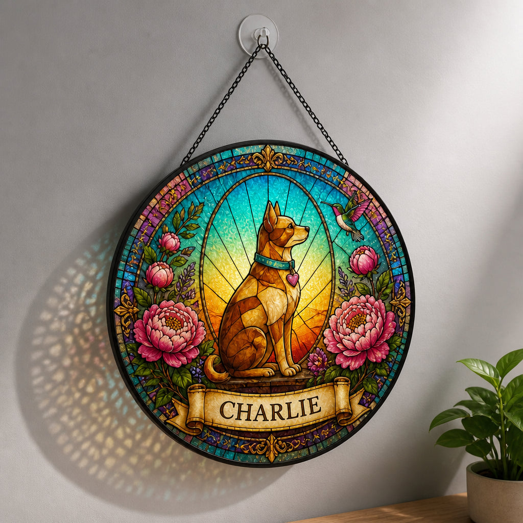 Personalized Pet Stained-Glass Suncatcher – Name Banner - Personalized Suncatcher Stained Glass 52a507da-fe23-47ab-ad08-ced6d8bd3b9b.jpg