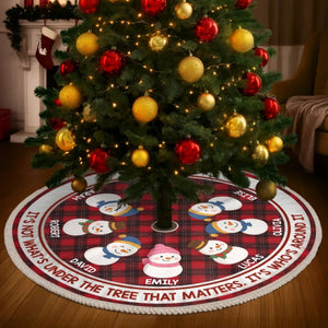 Custom Snowman Tree Skirt - Personalized Christmas Birthday Gifts For Mom, Dad, Brother, Sister, Kids - Warm Winter Wishes 52c67b82-d96d-4da2-be75-b66304dd2f09-68e765de199bb.jfif