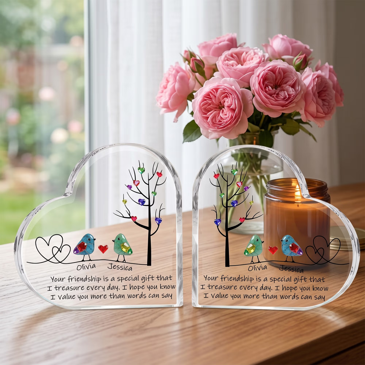 Personalised Sea Glass Pattern Birds Tree of Life Heart-Shaped Acrylic Plaque with Names Desk Decor Birthday Gift for Sisters Friends Bestie 52cf4d82-8b52-427f-888a-b26e4b59f701-banner-5.png