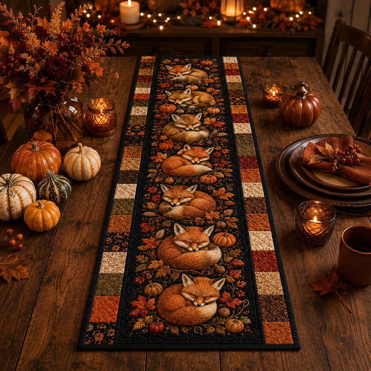 Sleeping Fox Autumn Quilted Table Runner, Woodland Fox & Pumpkin Fall Table Decor, Rustic Thanksgiving Kitchen Runner 52e87ce5-a20c-4384-96a0-3fed285cf489-Image-Aug-13-2026-03_42_40-PM-3-.png