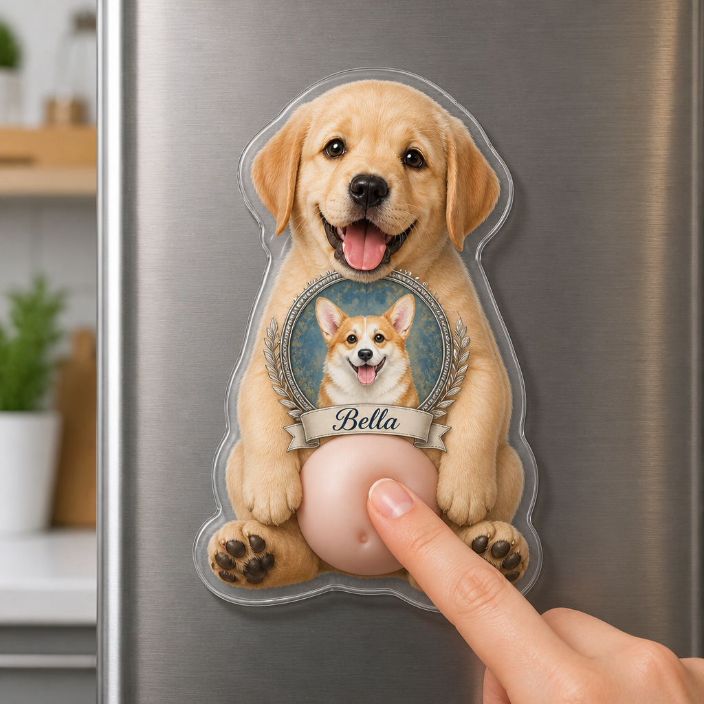 Regal Pet Portrait Cameo Magnet – Photo + Name - Personalized Acrylic Refrigerator Magnet - Soft Rubber Belly 53374f08-7a2e-4e91-a6ba-5d914745413d.png