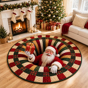 Santa Claus Christmas Round Rug, 3D Illusion Quilted Floor Mat, Funny Santa Gift Rug, Festive Holiday Home Decor 536dd748-84f3-4dd2-bef7-826418874e64-2.jpg