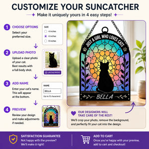 Just A Girl Who Loves Cats — Stained-Glass Cat Suncatcher (Name) - Personalized Suncatcher Ornament 539a60a1-001a-4d7a-aa4c-ea1559f49bbe.jpg