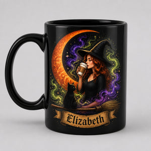 Personalized Witch Moon Cauldron Mug - Personalized Halloween Black Ceramic Witch Mug 539c9d3d-2e4a-4c05-99d2-60065457aafe.jpg