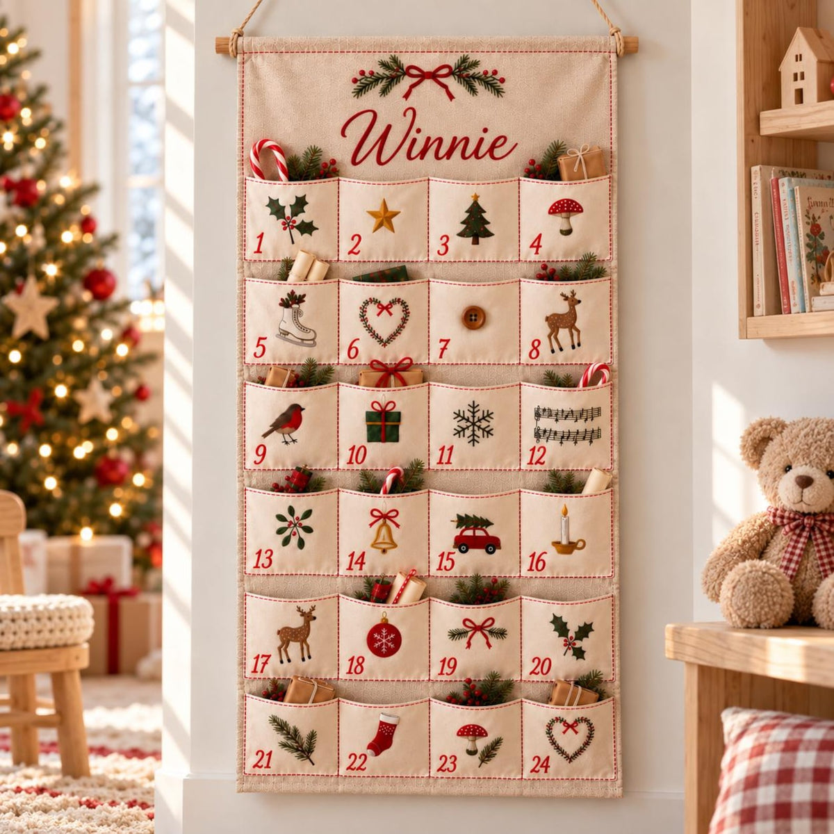 Personalized Embroidered Advent Calendar, 24 Pocket Christmas Countdown (Custom Name) 53b24e69-ac5a-4a28-a943-d2d76956eb5e-il_1588xN.8580844338_owsu.jpg
