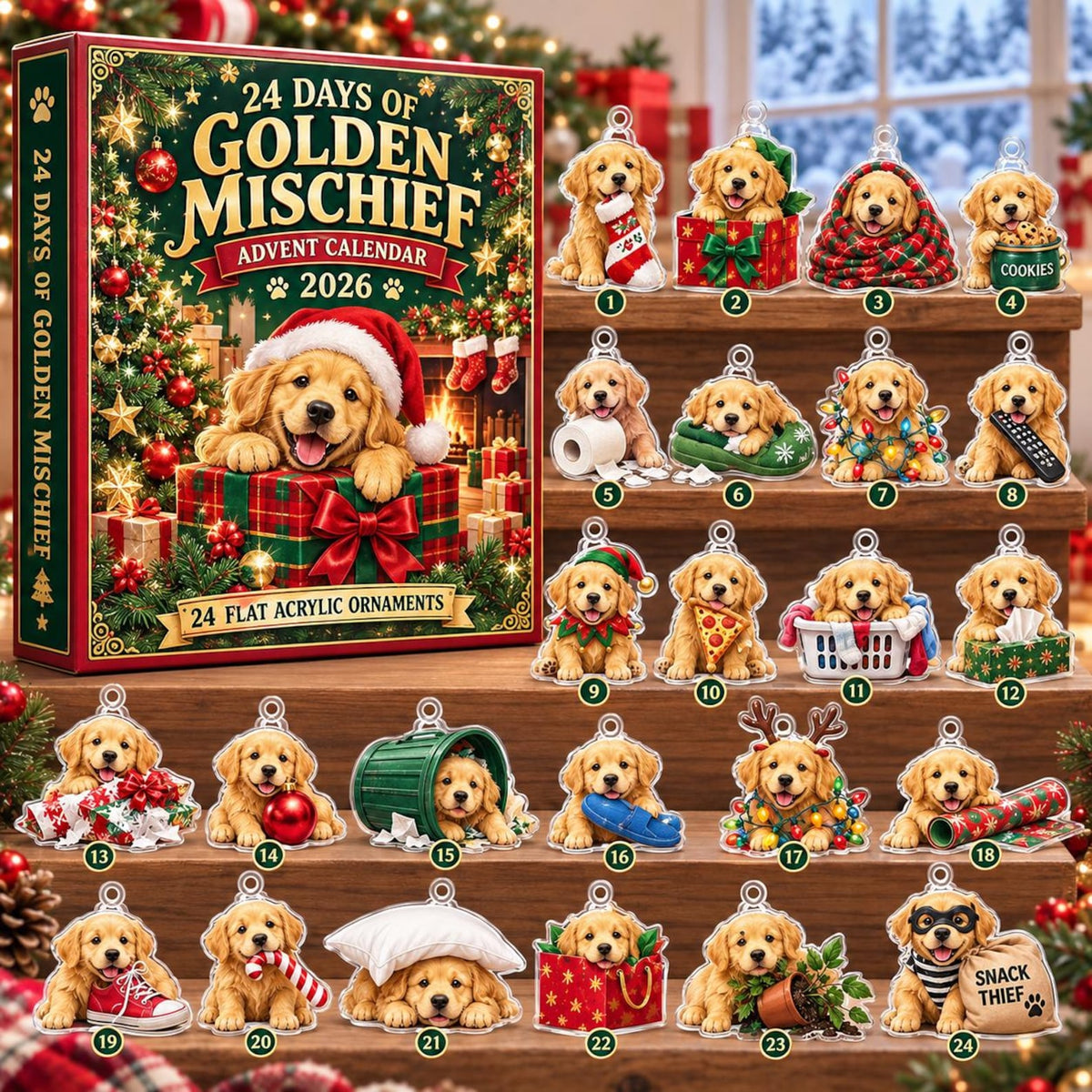 2D Flat Acrylic Golden Retriever Advent Calendar 2026, 24 Dog Ornaments, Golden Retriever Christmas Countdown, Dog Lover Gift 53bb7ced-80e9-4981-a495-2fe9e841e7c3-il_1588xN.8593045780_olbq.jpg