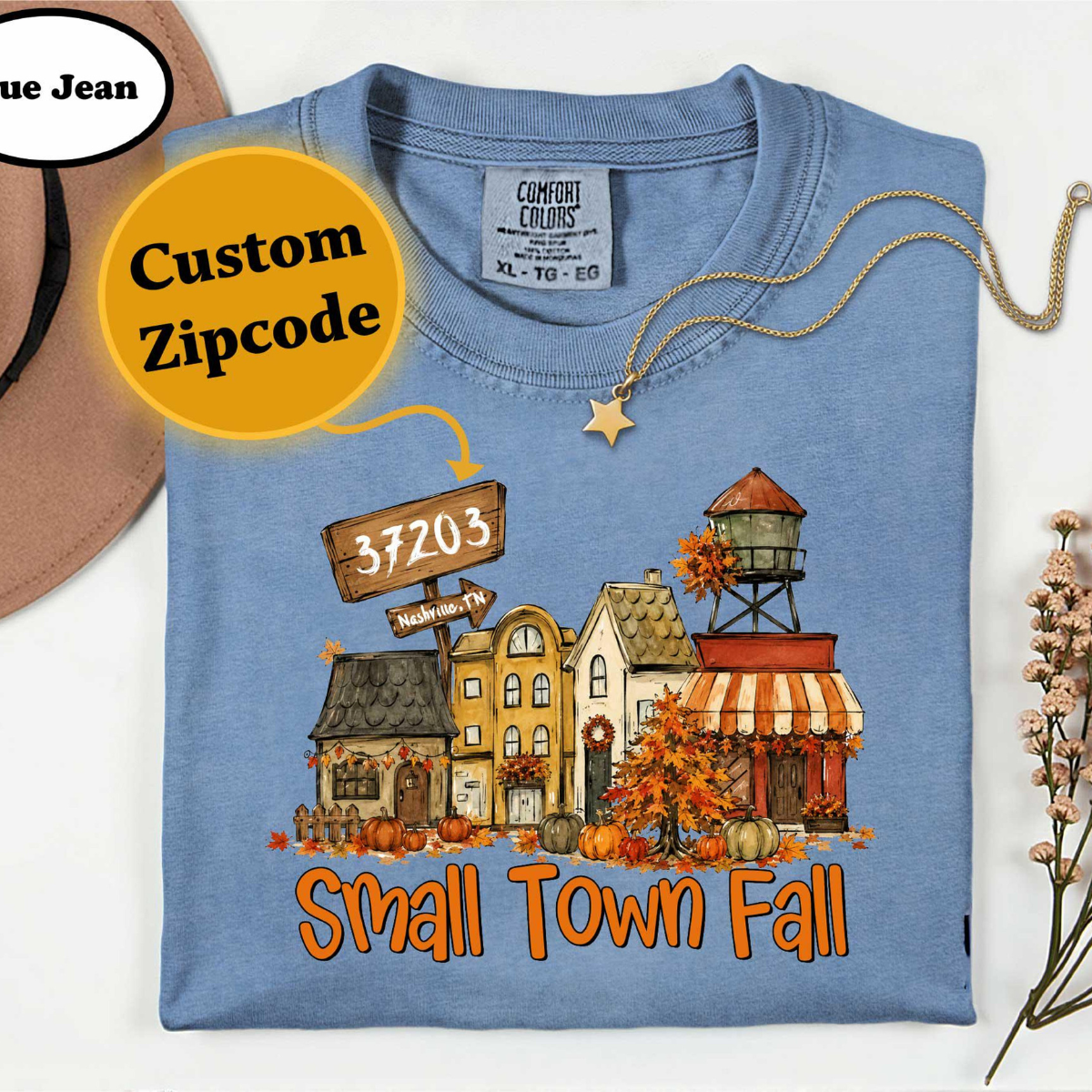 Personalized Small Town Fall Shirt, Custom Zip Code Comfort Colors Tee, Rustic Autumn Village Graphic, Fall Sweatshirt Hometown Gift for Mom 53bd2264-fcc6-4353-908c-691e00cec919-4.png