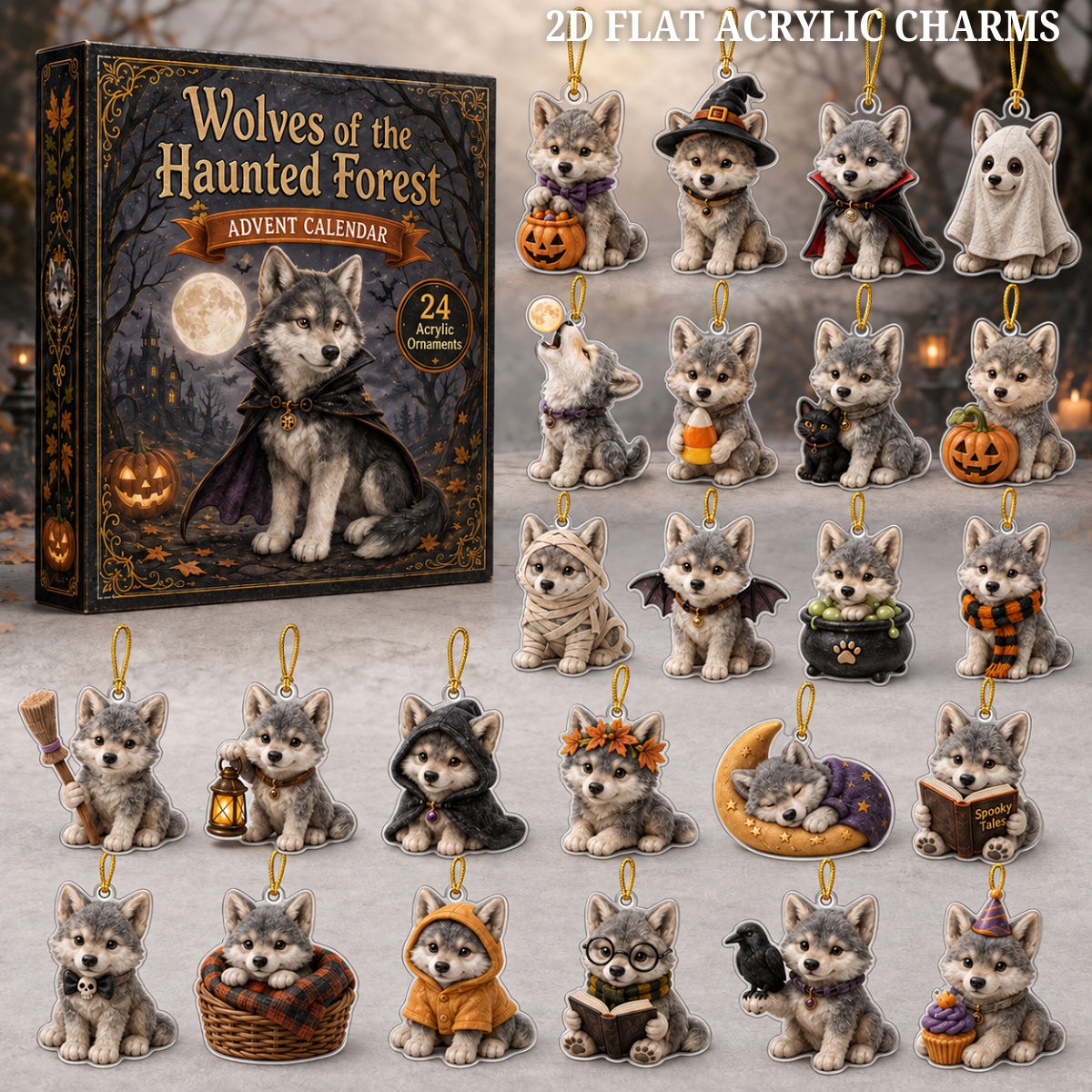 Woodland Wolf Advent Calendar 2026 - 24-Day Festive Countdown, Acrylic Charms Blind Box - Gift For Wolf Lovers 53c00de4-1f33-432e-94a9-95da93293655-wolf-text.png