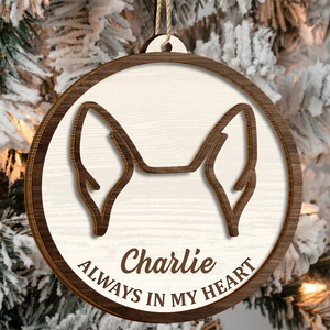 Dog Ear Pet Loss Memorial Never Forgotten - Personalized 2-Layered Wooden Ornament 53dc9e57-6f34-47ed-9509-47e3ee2ba35b-AT1838-CIN3836-MK-2.png