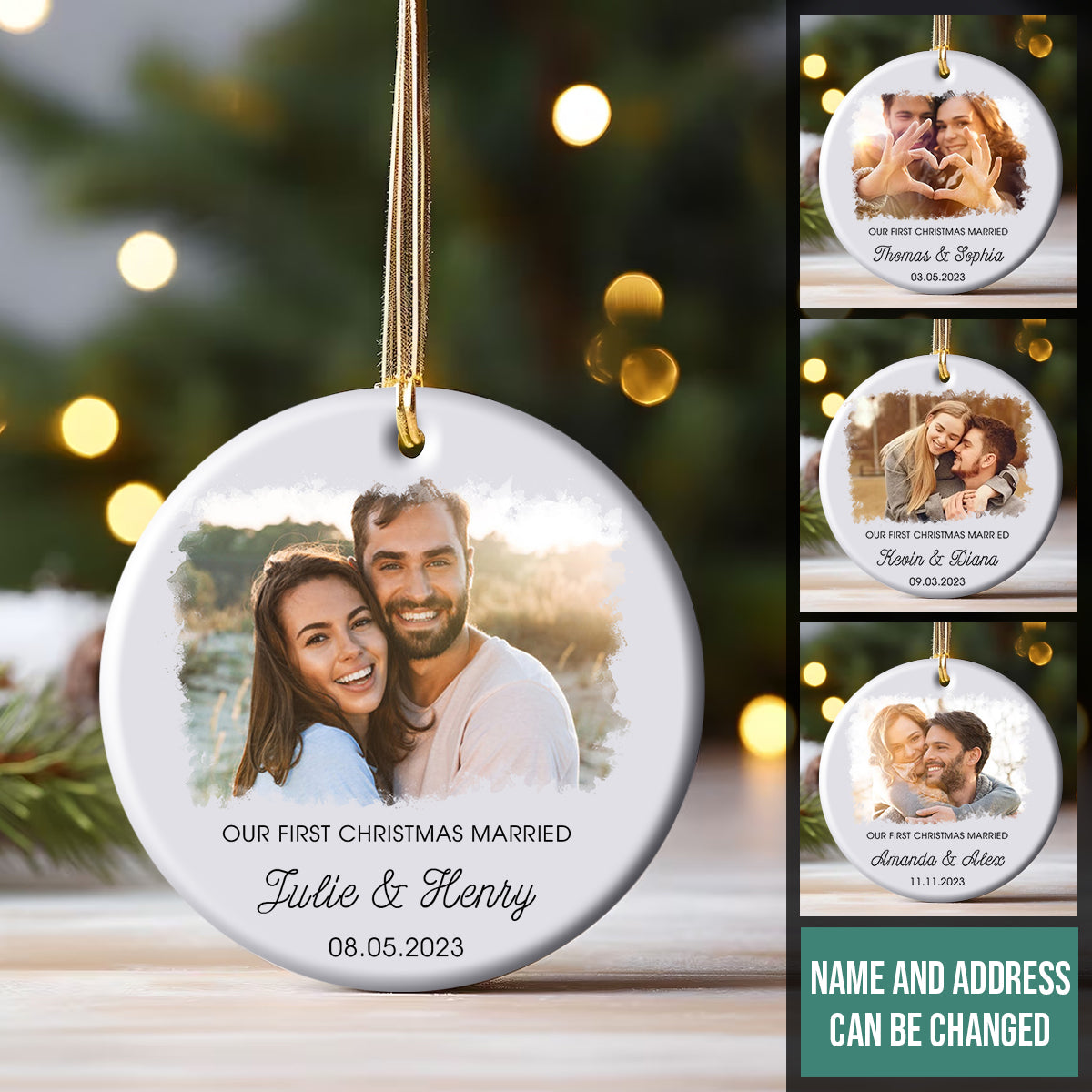 Our First Christmas Married Upload Photo - Personalized Ornament - Christmas Gift