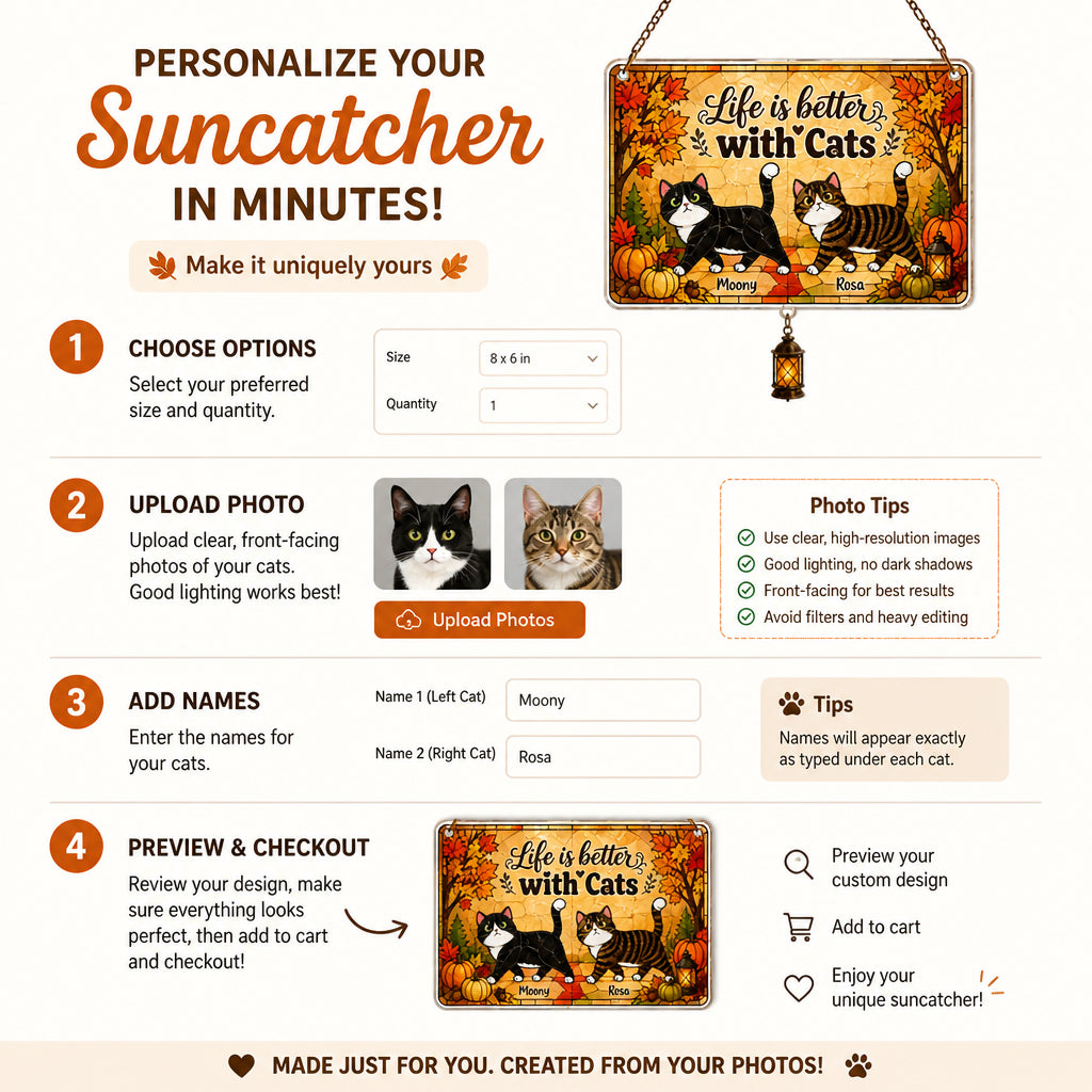 Life Is Better With Cats - Autumn Doormat (Upload 2 Pet Photos) - Personalized 1 Layered Suncatcher with Charm 5407e2f0-aaa8-4b0f-b878-7b0651db93a6.jpg