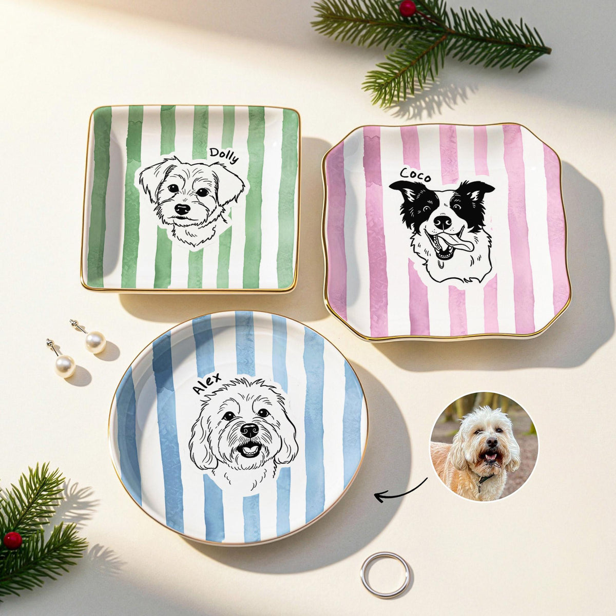 Custom Pet Portrait Jewelry Dish, Dog Line Art Ring Holder, Personalized Pet Memorial Gift, Dog Mom Birthday, Cat Lover Trinket Tray Ceramic 541160c4-161c-4a1f-b667-7e699fd50e30-2.jpg
