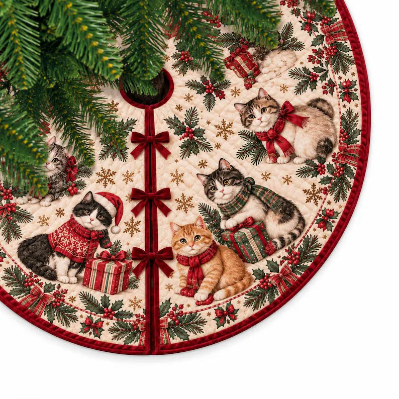 Christmas Cat Tree Skirt, Cute Christmas Tree Skirt, Holiday Cat Decor, Festive Christmas Tree Decoration, Cozy Xmas Home Decor 541e5eb8-d63b-4c1d-9822-b9f262a79c95-fddf-1-.webp