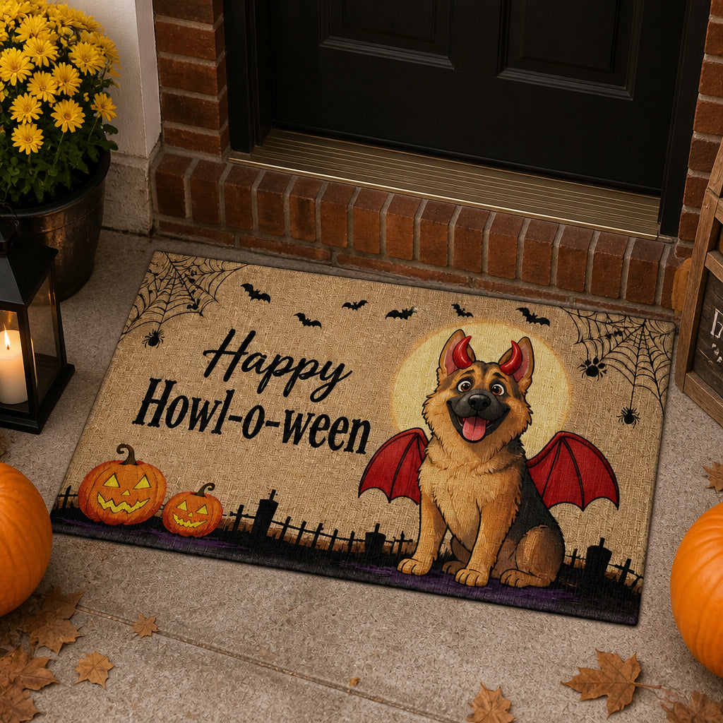 Happy Howl‑o‑ween Devil Dog Doormat - Doormat 543016b1-5270-4dd8-98db-9d4f96d6e007.jpg