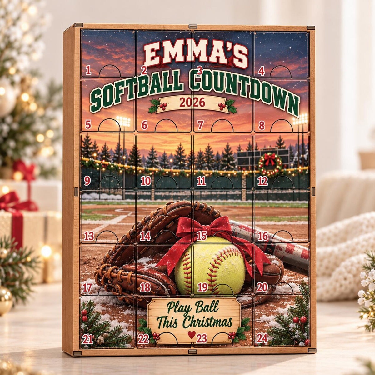 Personalized Softball Advent Calendar, Wooden Christmas Countdown with Acrylic Charms, Custom Softball Player Gift, Sports Holiday Box 5472382c-cc18-448e-a05e-8dbcc40a5fdf-il_1588xN.8582505288_t7te-1-.jpg