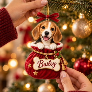 Personalized Dog Christmas Ornament – Custom Pet Photo & Name, 3D Relief Santa Sack Ornament, Christmas Gift for Dog Lovers 547c399f-e03e-499e-8367-41305b5bcbd9-Bailey-Beagle-Christmas-Tree-Ornament-4.png