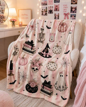 Pink Halloween Blanket, Cute Ghost Throw Blanket, Teen Girl Halloween Gift, College Dorm Blanket, Halloween Blanket For Teen Girl, Cozy Gift 548a360a-f691-4b85-9533-c7ada6b94516-rhju-3-.jpg