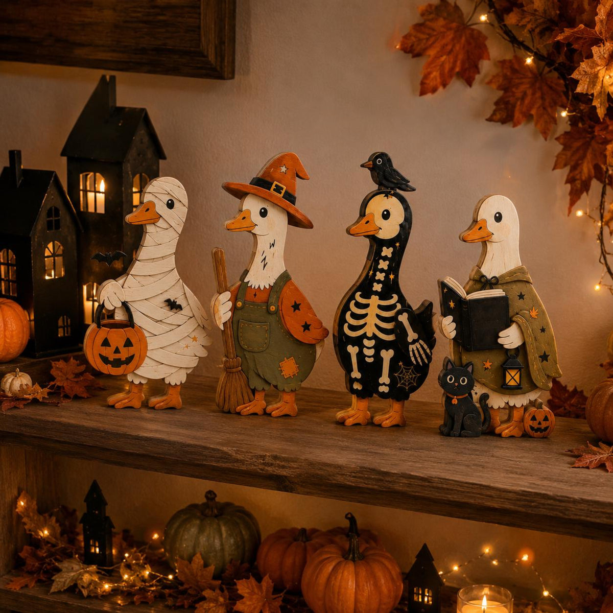Halloween Goose Wooden Block Set, Cute Spooky Duck Shelf Decor, Farmhouse Fall Tiered Tray Accent, Witch Mummy Skeleton Home Gift Set 548d6516-8e3b-4e69-8bcc-ceb7e091e65d-5.jpg