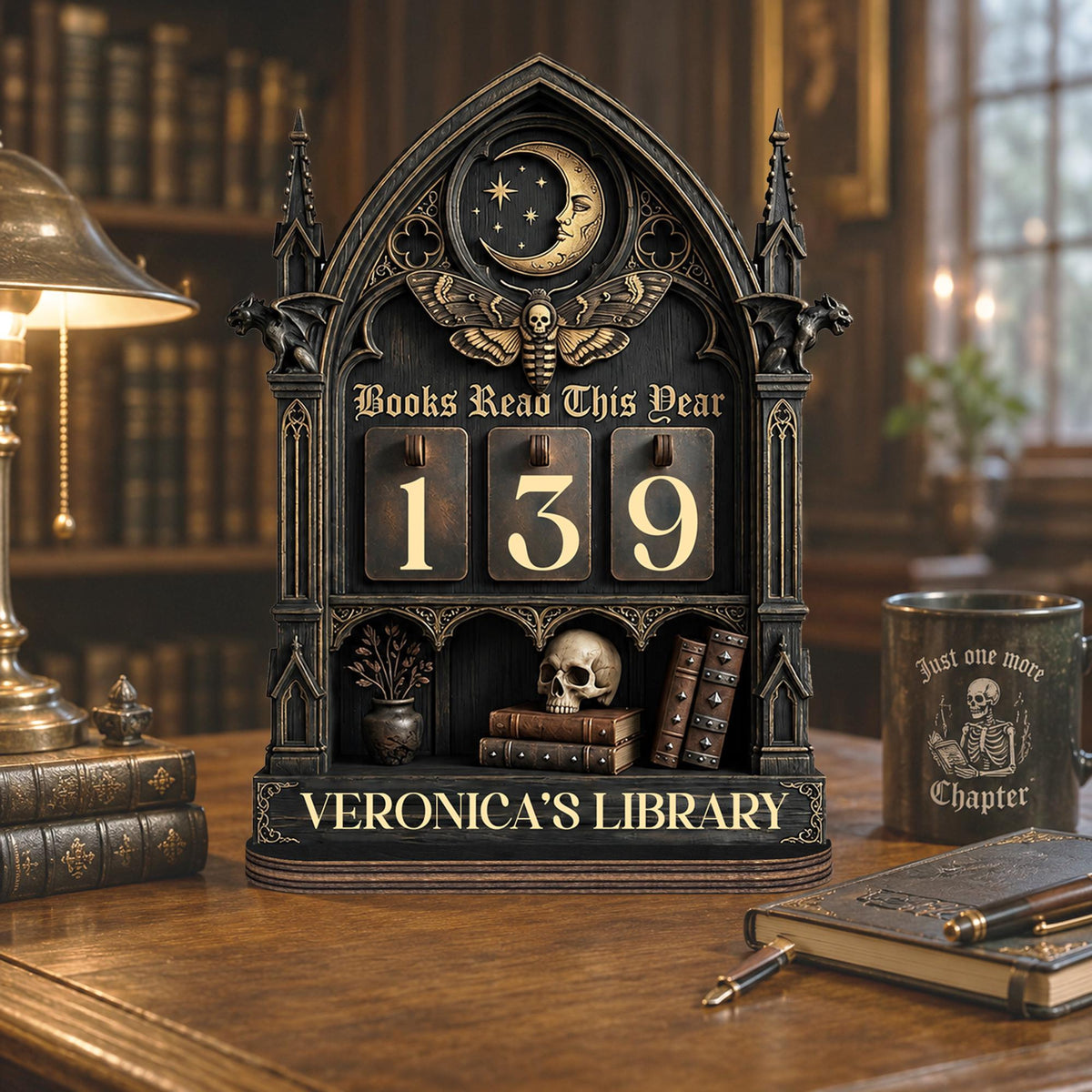 Personalized Gothic Book Tracker Sign, Books Read This Year Tracker, Dark Academia Library Decor, Custom Reader Gift, Gothic Bookshelf Decor 54938877-f539-4e5a-ac25-256ec1c7f224-6.jpg