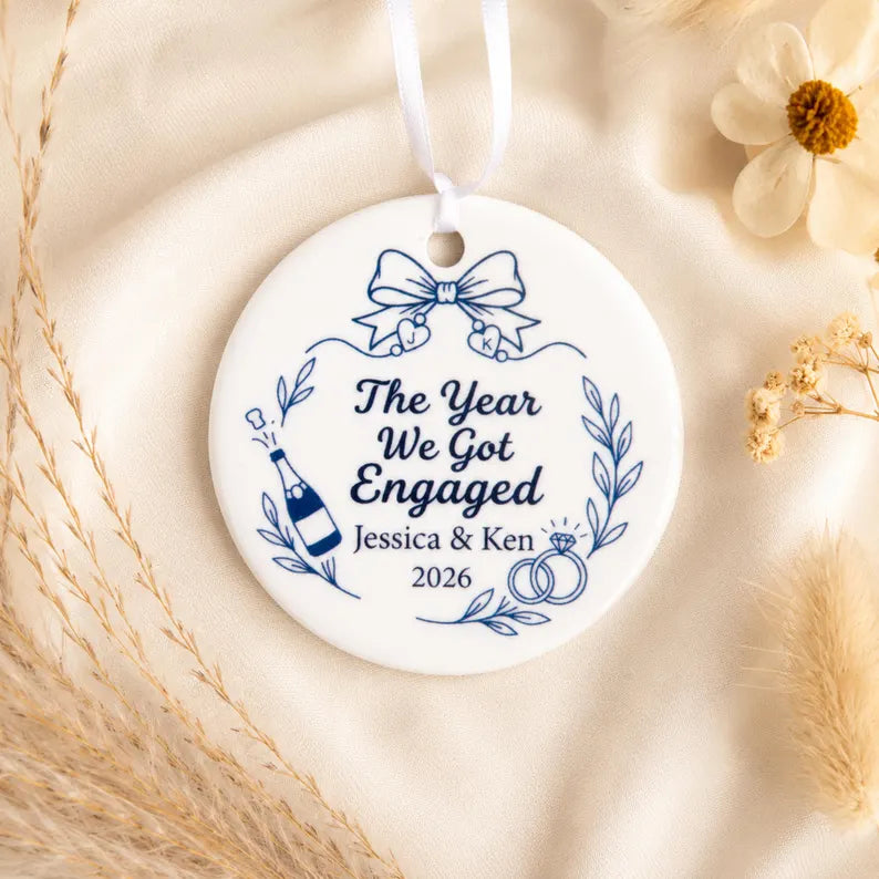 Personalized Engagement Ornament 2026, First Christmas Engaged Ceramic Keepsake, Custom Couple Ornament with Names and Year,Bride to Be Gift 5498632d-9365-46d3-9bfe-b922acefddfb-fdg-9-.webp