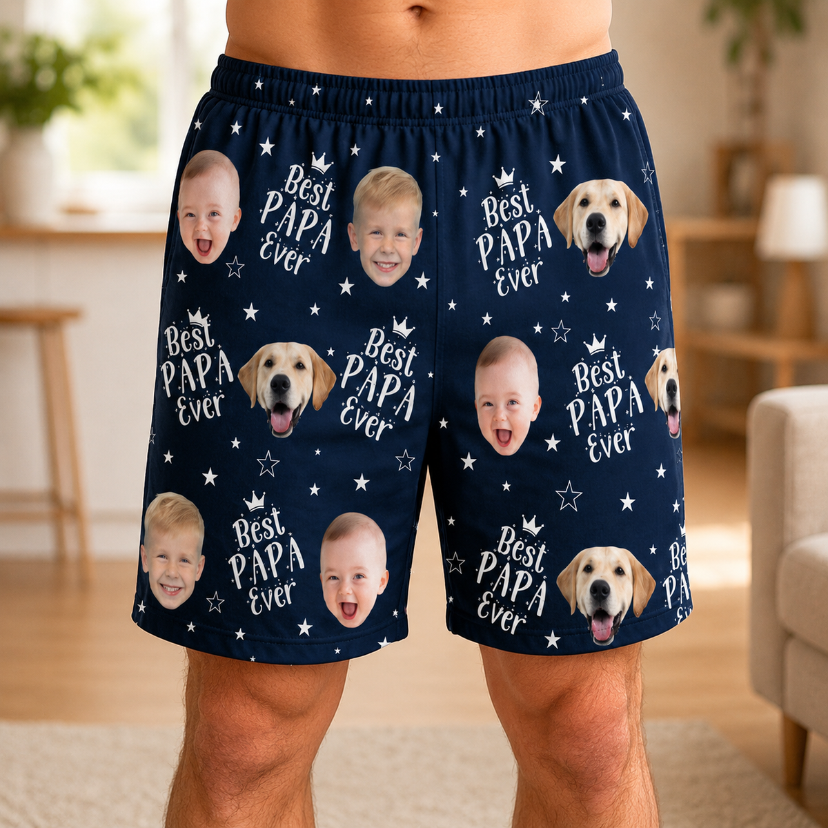BestDadEver Custom Face Beach Short , Photo Gift fro Dad, Father's day Gifts Custom Gift For Family , Father, Grandfather , Husband