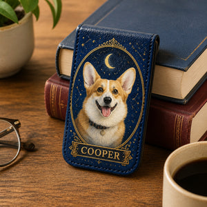 Custom Pet Portrait Magnetic Leather Bookmark – Celestial Night - Personalized Magnetic Leather Bookmark 549c1699-a1e2-4dd8-bba1-21a1b3300213.jpg
