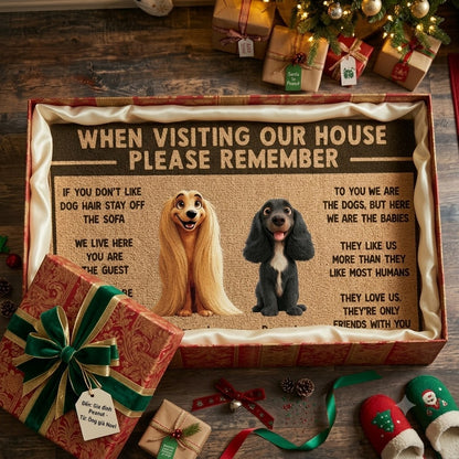 3D Effect Cartoon Dogs When Visiting My House Please Remember Personalized Doormat