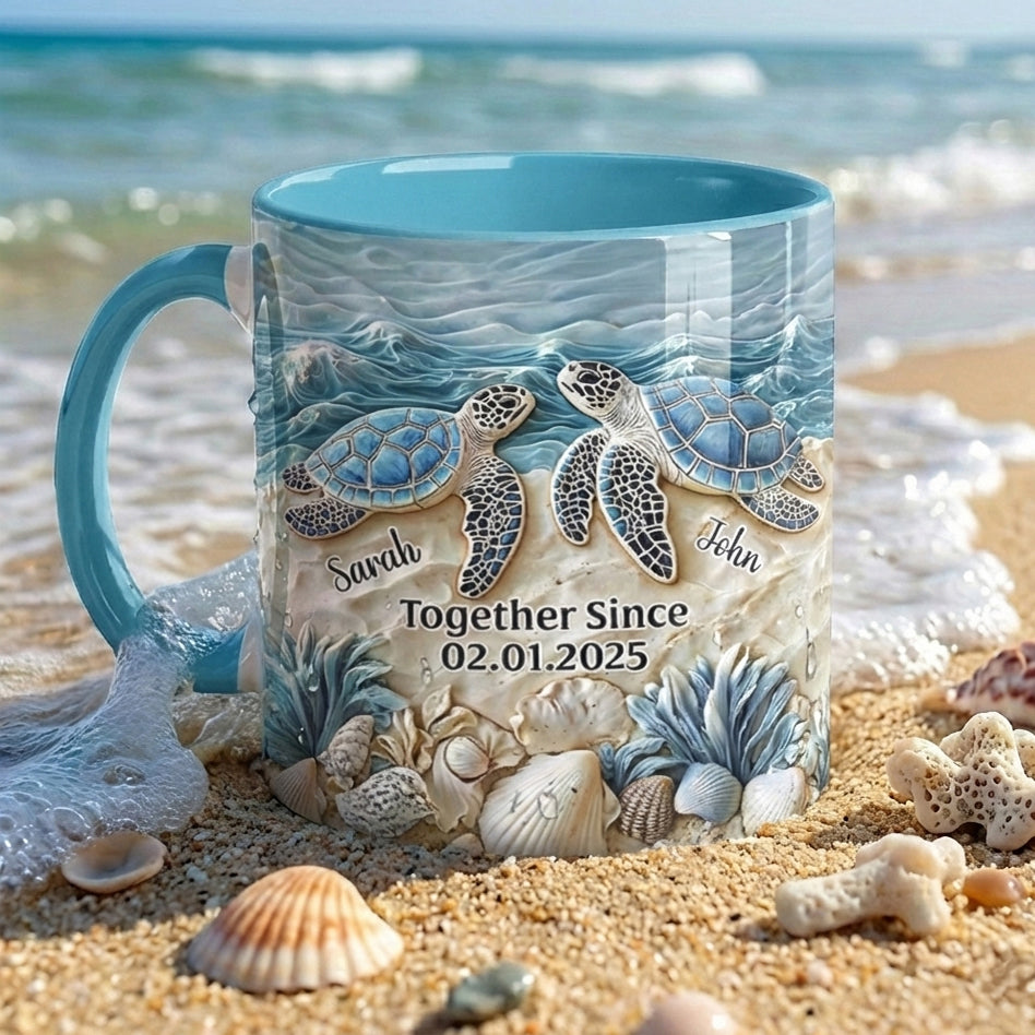 Sea Turtle Couple Accent Mug Personalized Forever By The Sea