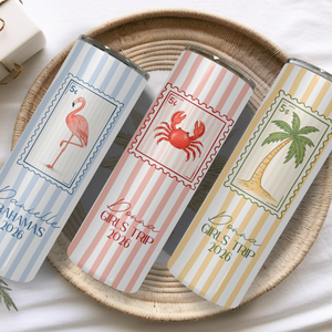 Custom Vacation Tumbler - Personalized Name - Matching Beach Vacation - Spring Break - Bachelorette Girls Trip 20oz Skinny Tumblers 54a99cd8-7858-4c5e-8ba3-8f737a382b7c-1.png