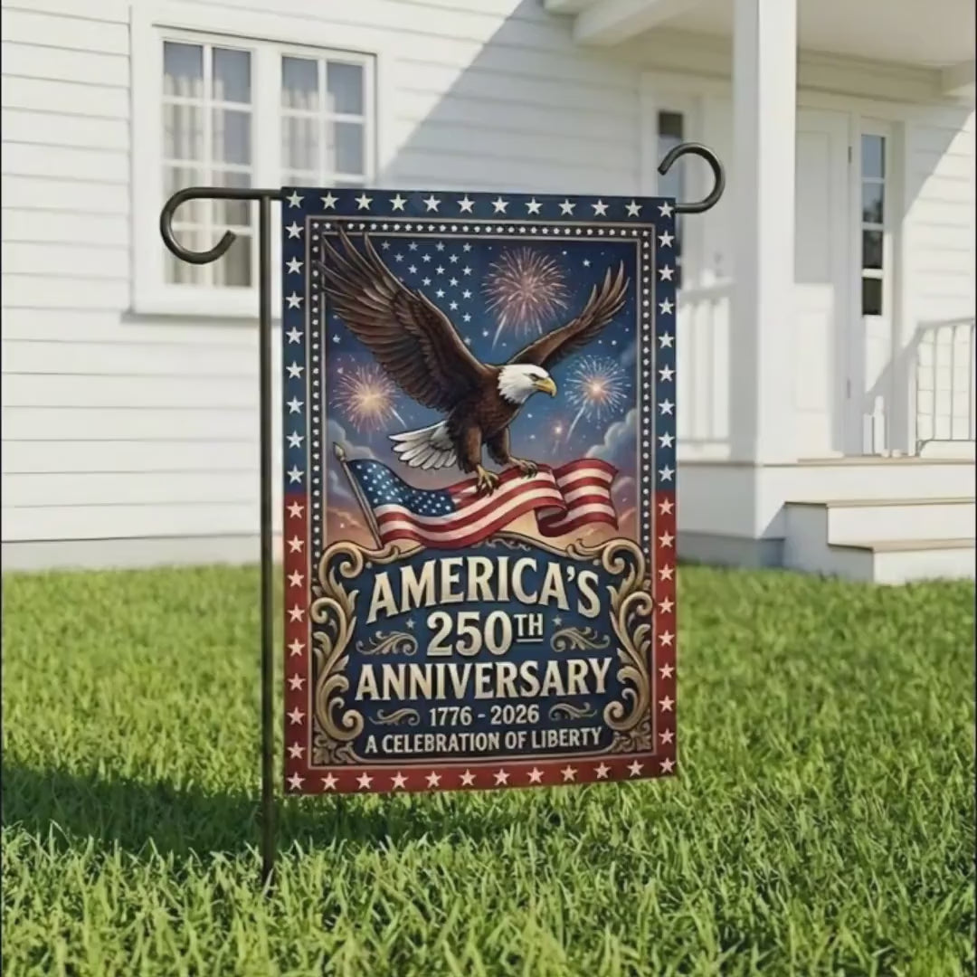 USA 250 Years Garden Flag, Patriotic 1776-2026 Anniversary House Flag, 4th of July Garden Flag House Flag