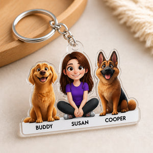 Custom Cartoon You + Pets Acrylic Keychain (Photo-to-Art, 3 Portraits with Name Labels) - Personalized Acrylic Keychain 54c475ad-bf72-4160-9df9-a2711785a6c9.jpg
