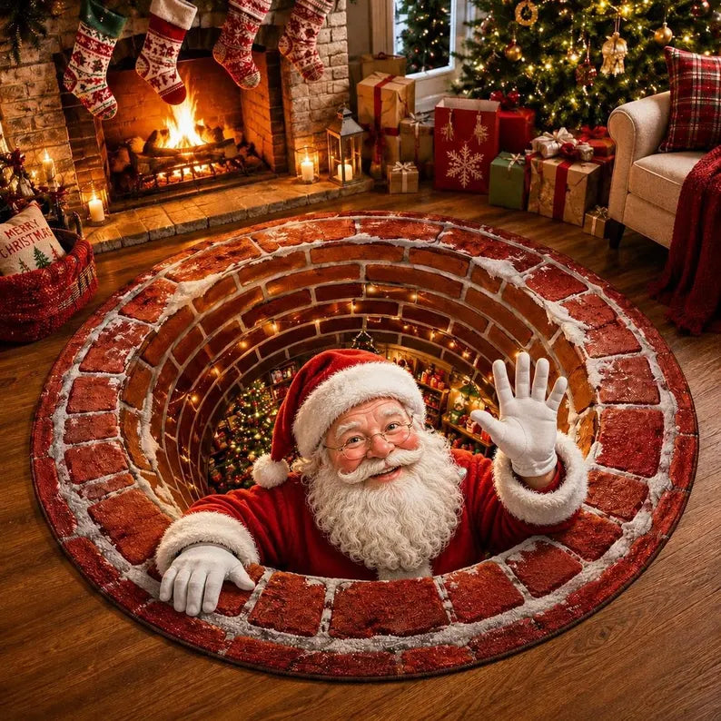 Christmas Santa 3D Round Rug, Christmas Vortex Optical Illusion Floor Mat, Non Slip Xmas Home Decor, Christmas Gift for Family 54c8d6c9-c72d-4db7-b971-a2969a7b7d9b-nmnbm-1-.webp