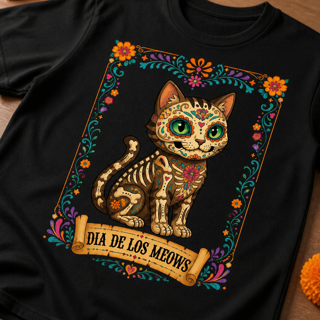 Dia De Los Meows Sugar-Skull Cat Tee - T-shirt 54e47270-b2b1-49fa-af94-e1ed732122b6.jpg
