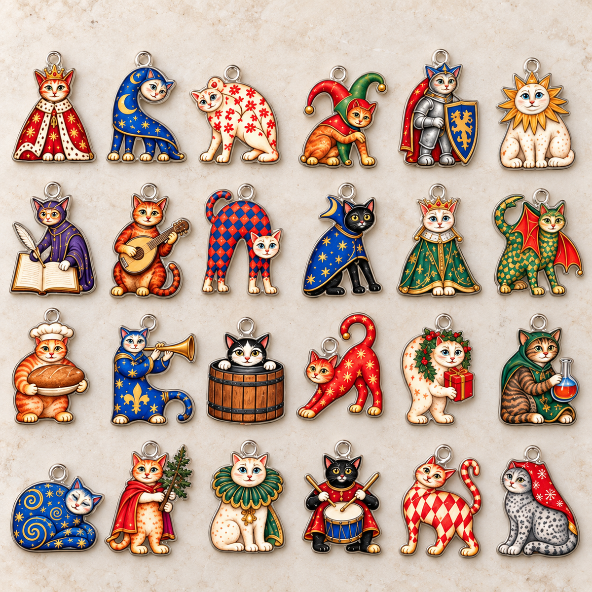 Medieval Cats Advent Calendar , 24 Acrylic Cat Charms, Christmas Blind Box, Whimsical Cat Lover Gift, Fantasy Holiday Countdown 54e94103-0859-4dca-960d-db65893d3213-B-24-charm-m-o-trung-c-1.png