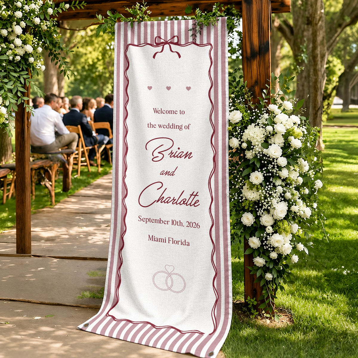 Welcome To The Wedding Of Wedding Sign Striped Style - Personalized Welcome Sign - Wedding Decoration 54eb0f8e-0480-4cef-a2bf-da995deba658-2.jpg