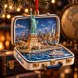 Personalized 3D Statue of Liberty Suitcase Christmas Ornament – New York USA Travel Souvenir & Gift for New York Lovers 54f4ed3c-2414-4060-911c-d3a4b9ee5e6e-Statue-of-Liberty-Suitcase-Ornament-1.png