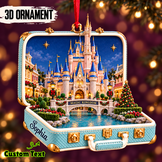Personalized Magic Kingdom Castle 3D Suitcase Christmas Ornament – Disney World Vacation Keepsake & Gift for Disney Fans 54fd5301-6101-4dba-8960-eb919ade3bc3-mockup-annotated-1790827123548.png