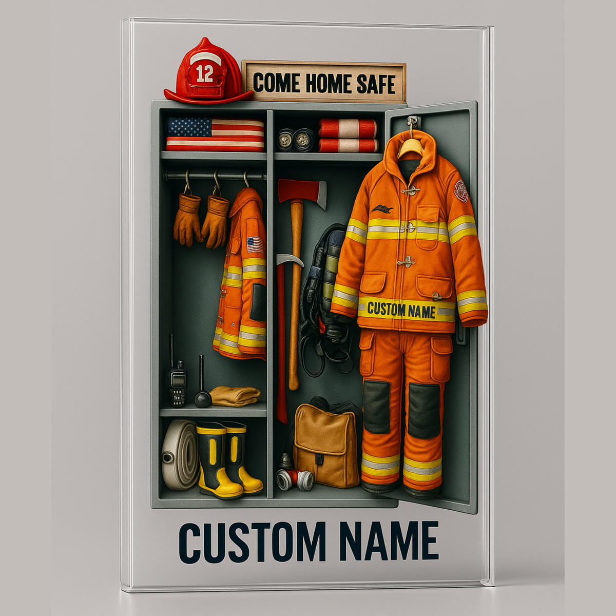 Fire Rescue Personal Locker - Personalized Acrylic Plaque - Gifts For Firefighter